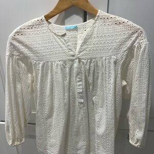 J. McLaughlin Cream Eyelet Blouse
